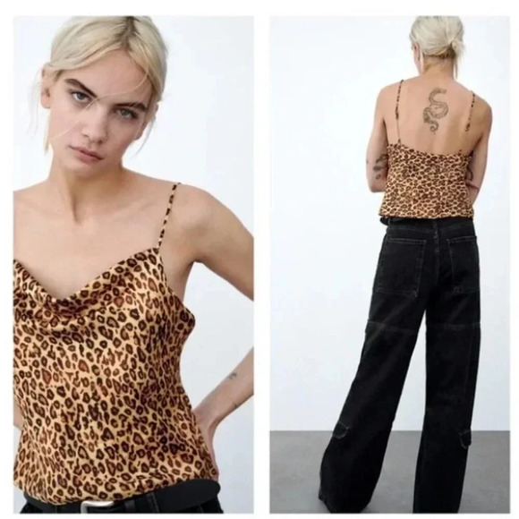 Zara Cropped Leopard Print Camisole,‎ Size Small - Picture 6 of 11